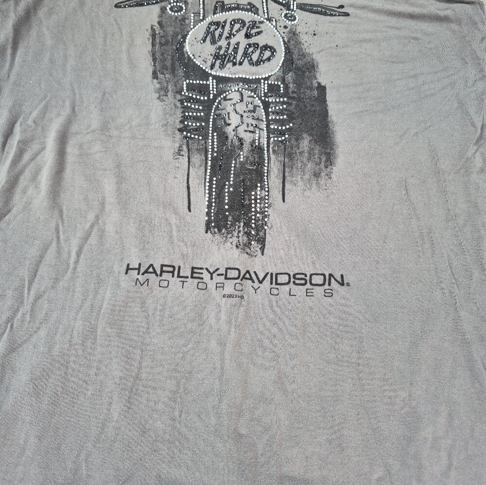 Harley-Davidson Gray Lace-Back 'Ride Hard' Tank Size XL - Picture 2 of 3
